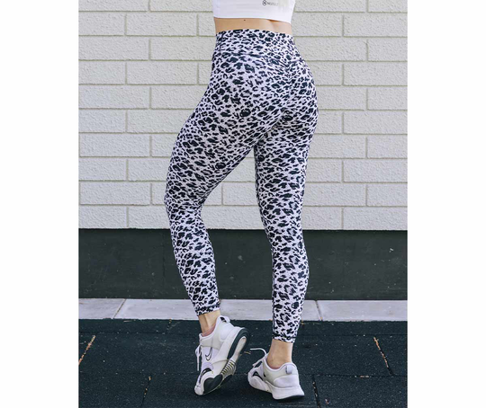 M-NUTRITION Sports Wear Jungle Collection High Waist Scrunch Butt Tights, Snow Leopard