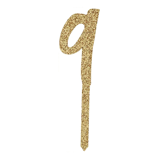 Kakkukoriste Numero Kulta Kimalle Akryyliä - Numero 9