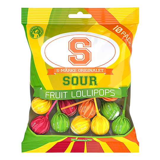 S-märke Sour Fruit Tikkarit - 10-pakkaus